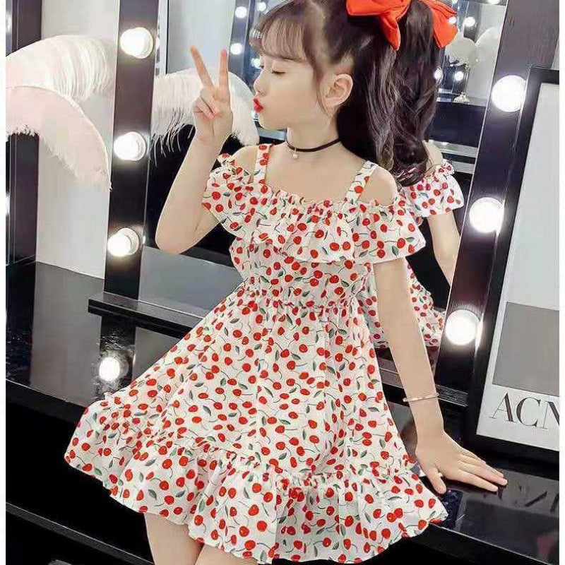 Medium And Big Children Floral Skirt Summer Little Girl Fashionable Princess Dress