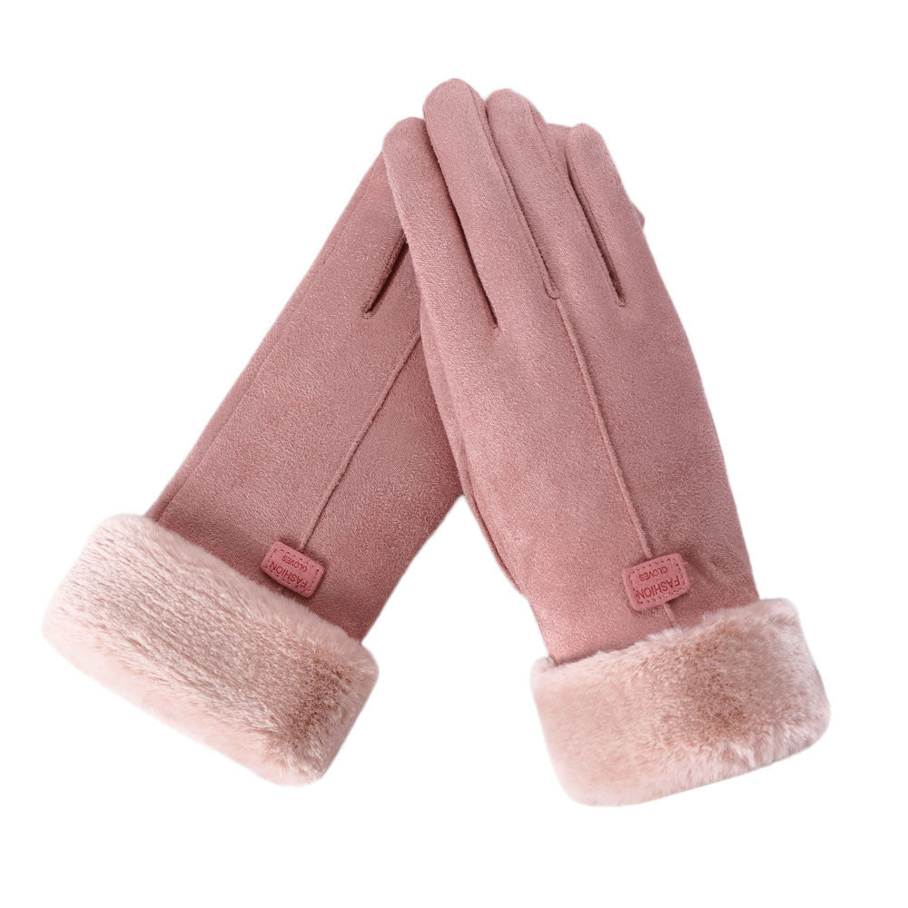 Women's Winter Velvet Riding Suede Gloves