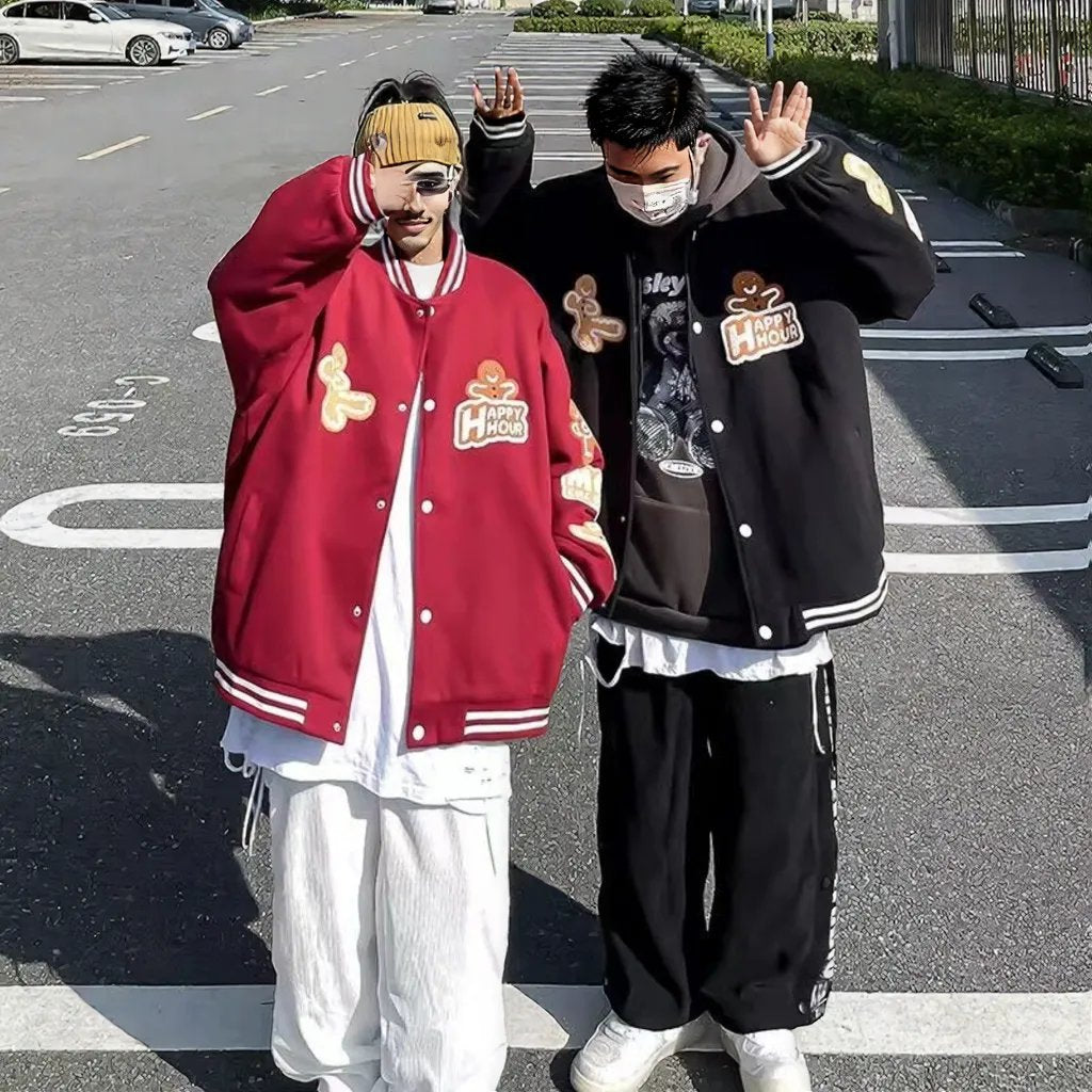 Plus Size Baseball Uniform Polyester Loose Jacket