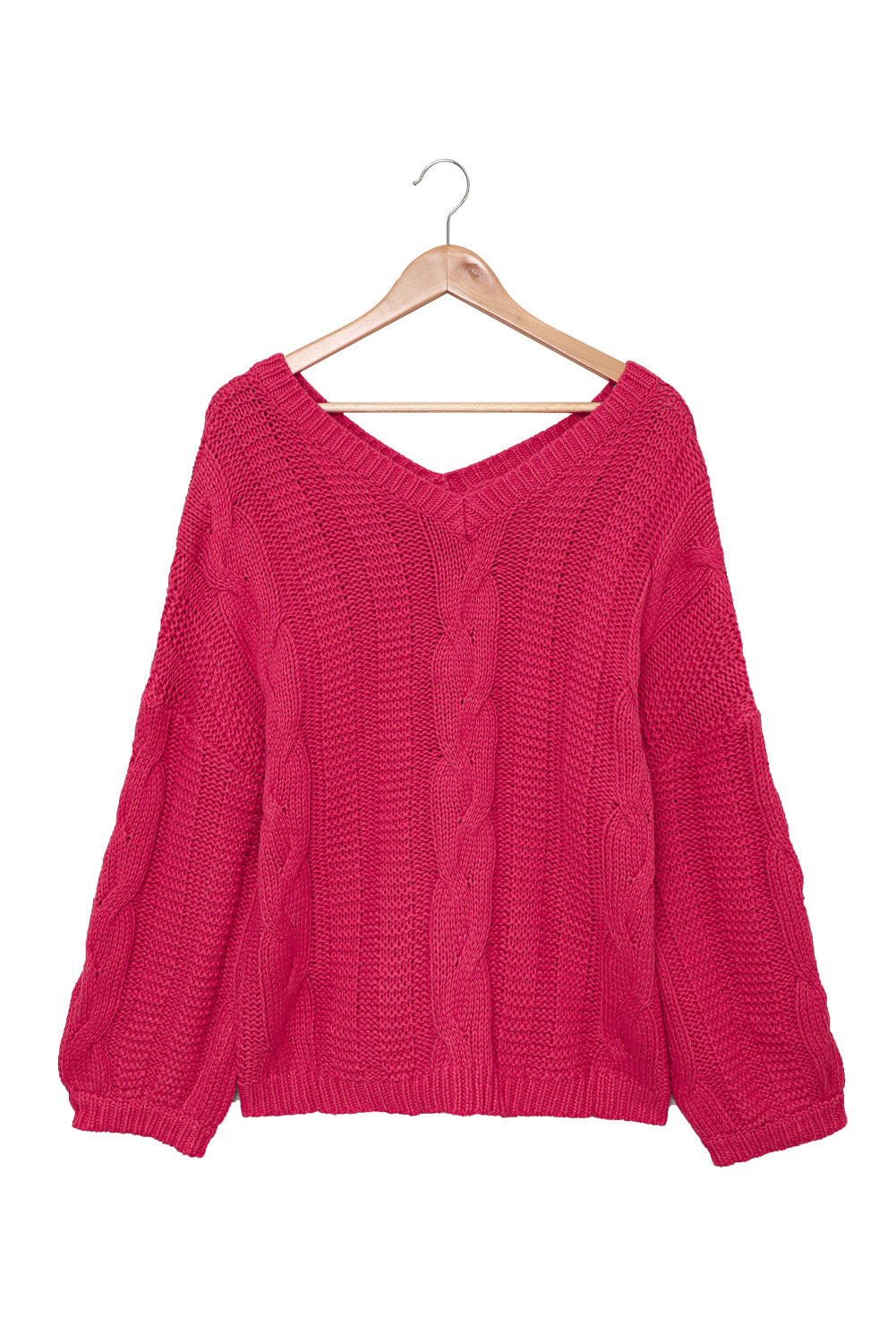 Dark Gray Bubblegum V-Neck Braided Knit Sweater