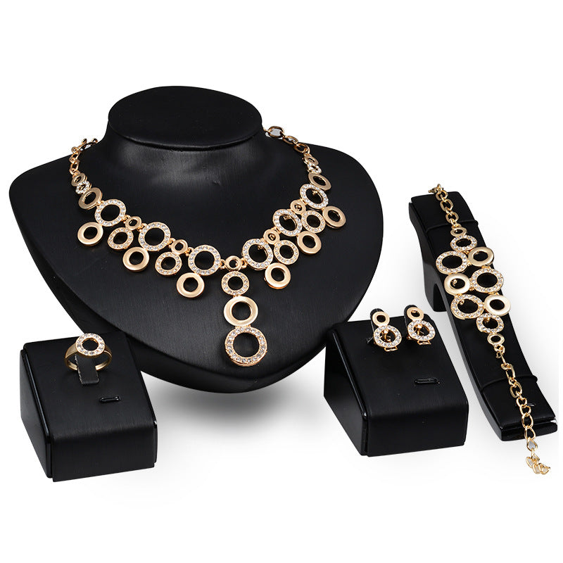 Diamond Jewelry Four-piece Alloy Jewelry Set - FLIPSTYLEZLLC