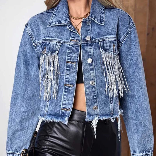 Best Pakistan Manufacturer OEM Women's Custom Design Color Denim Jeans Polyester/Cotton High Quality Vintage Style Jean Jackets