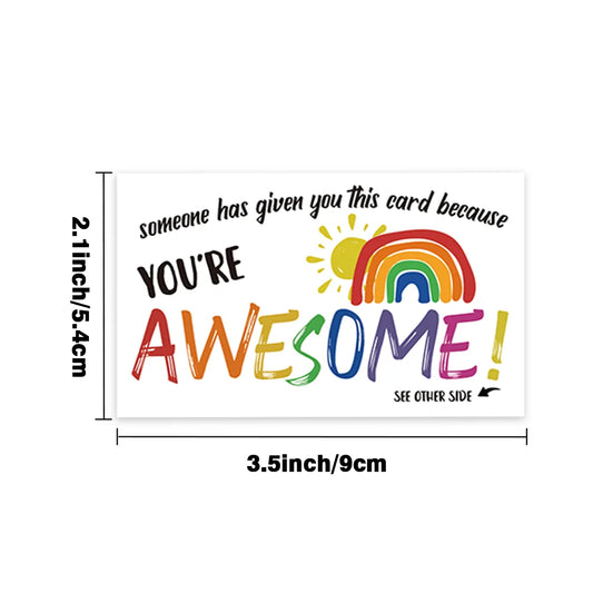 50 pcs, โYou're Awesomeโ Rainbow Encouragement Cards, Motivational Cards, Thank You Cards for Students, Teachers, and Staff