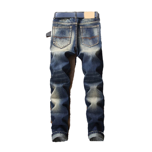 Premium Quality OEM Good Quality Organic Indigo Blue Jeans Good Quality Hot Selling Fashion Men's Striped Skinny Jeans