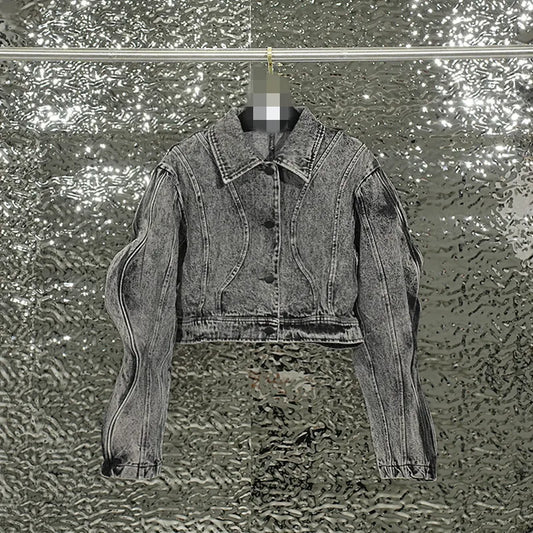 Unique Fashion Female Spring Fall Winter Long Sleeve Denim Jeans Windbreaker Clothes Short Crop Jackets for Women'S Coats