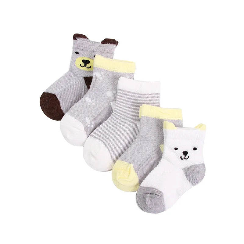 5 Pairs/Lot Baby Socks Newborns Infant Cute Cartoons Soft Cotton Mesh Short Socks For 0-24 Month Boy Girl Babies Fashion Kids
