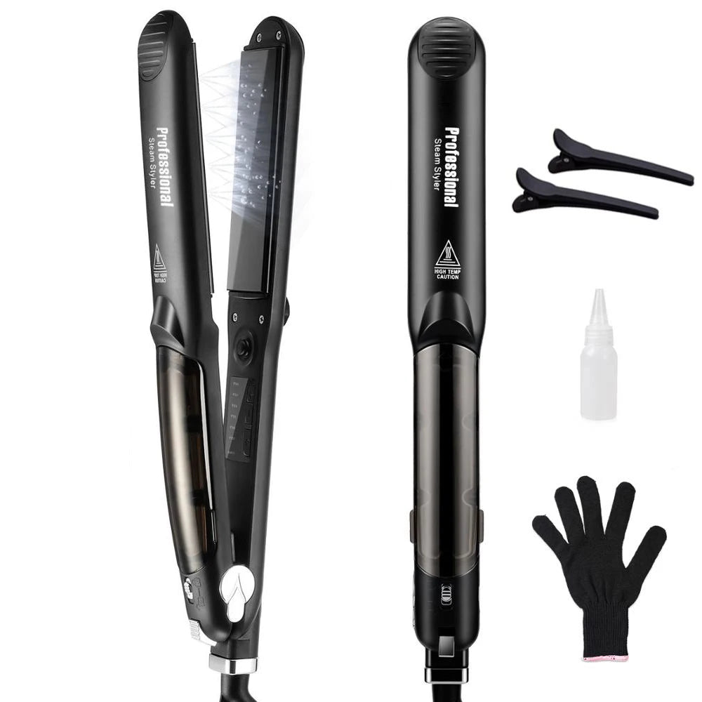 Steam Hair Straightener Professional Ceramic Vapor Flat Iron 450℉ Fast Heat Argan Oil Treatment Hair Care Tools