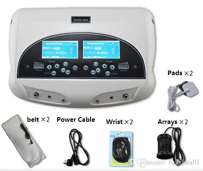 2026 New Dual Detox Machine Ion Cleansing Device Foot Spa Bath Ionic 2 LCD Screen User With Massager Acupuncture Pads Wrist Belt