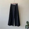 Asymmetric Diagonal Placket Wide Leg Pants for Women's Spring Casual High Waisted Straight Leg Pants