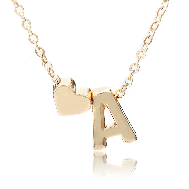 Fashion Tiny Heart Dainty Initial Necklace With Letter Name Choker Necklace For Women Pendant Jewelry Accessories Gift