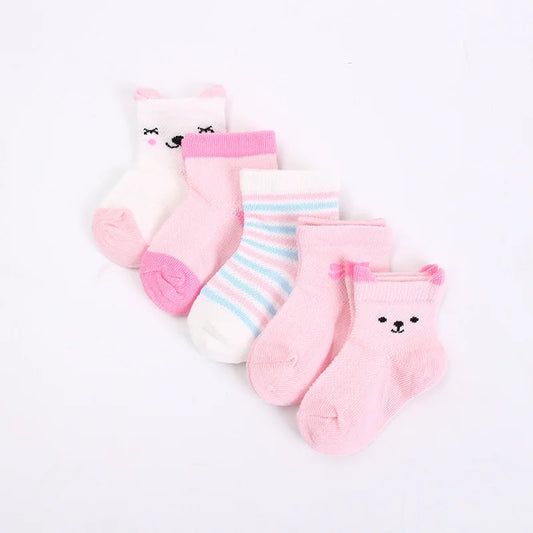 5 Pairs/Lot Baby Socks Newborns Infant Cute Cartoons Soft Cotton Mesh Short Socks For 0-24 Month Boy Girl Babies Fashion Kids