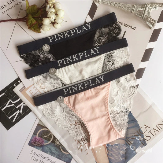 New Style Men's Women Underwear Sexy Lace Panties Women Low Waist Pure Color Briefs Male Comfort Boxers Fashion Lovers Panties