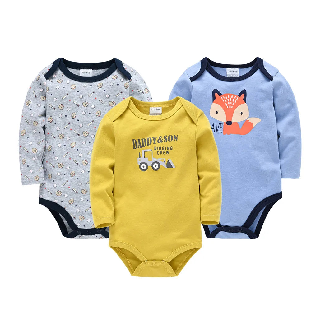 3/6 pcs a set Kavkas Fashion Baby Boys Clothes Set Cotton Soft Long Sleeve Autumn Boy Girls Bodysuit Newborn Toddler Body bebe