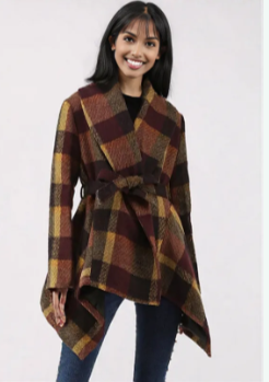 New Multi colored plaid Woolen coat autumn