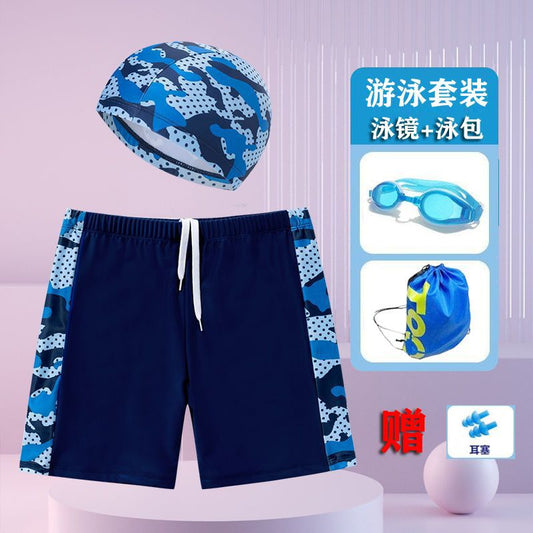 Children's swimming trunks boys swimming trunks boxer small and medium-sized children's swimsuit fat treasure training quick-drying swimsuit suit wholesale