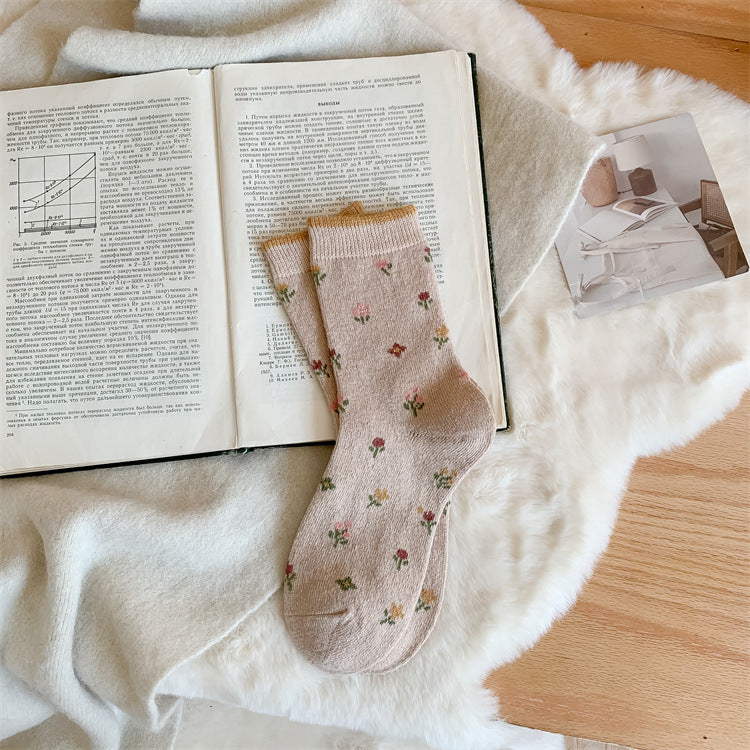 Women's Winter Thick Wool Socks Yellow Series Cashmere Bunching S