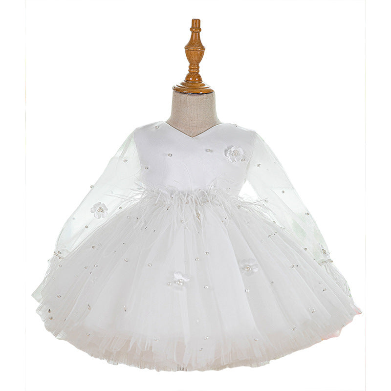 White Girl One Year Old Celebration Dress Tulle Tutu Skirt