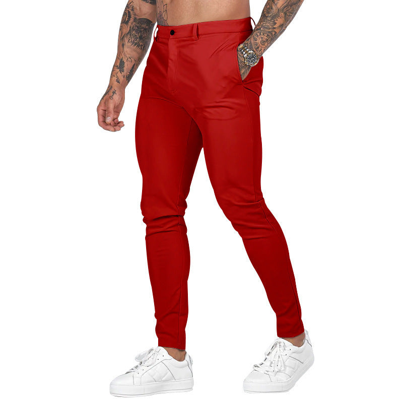 2025 New European and American Men's Pants Outdoor Slim-fit Pants Straight-leg Sports Pants Casual Pants Solid Color All-match Men's Trendy