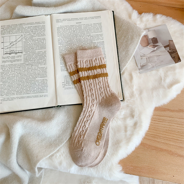 Women's Winter Thick Wool Socks Yellow Series Cashmere Bunching S