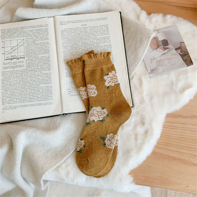 Women's Winter Thick Wool Socks Yellow Series Cashmere Bunching S