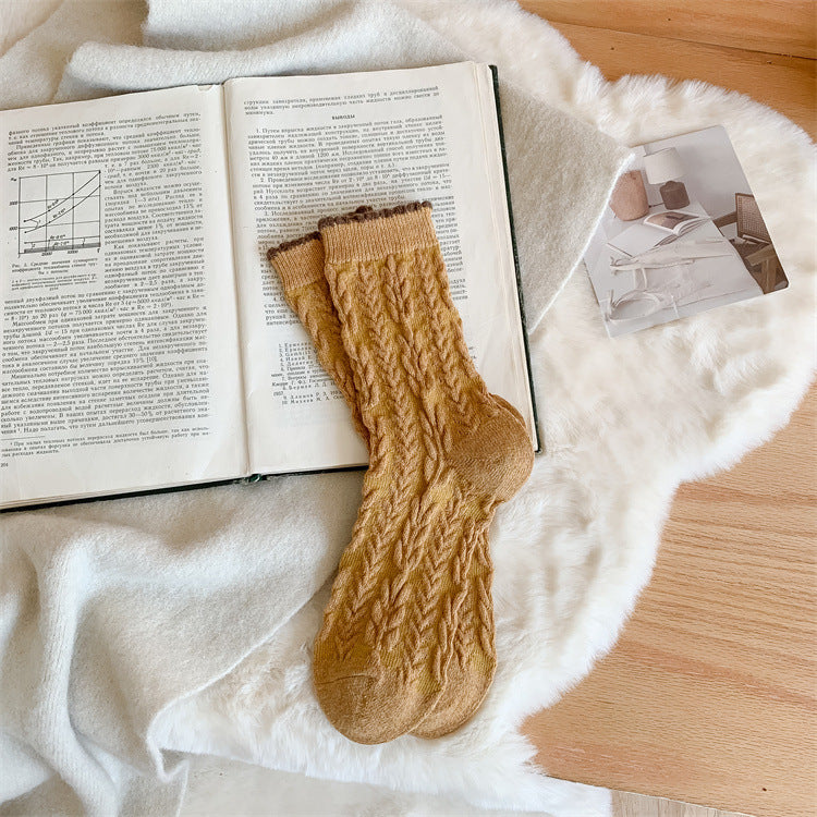 Women's Winter Thick Wool Socks Yellow Series Cashmere Bunching S