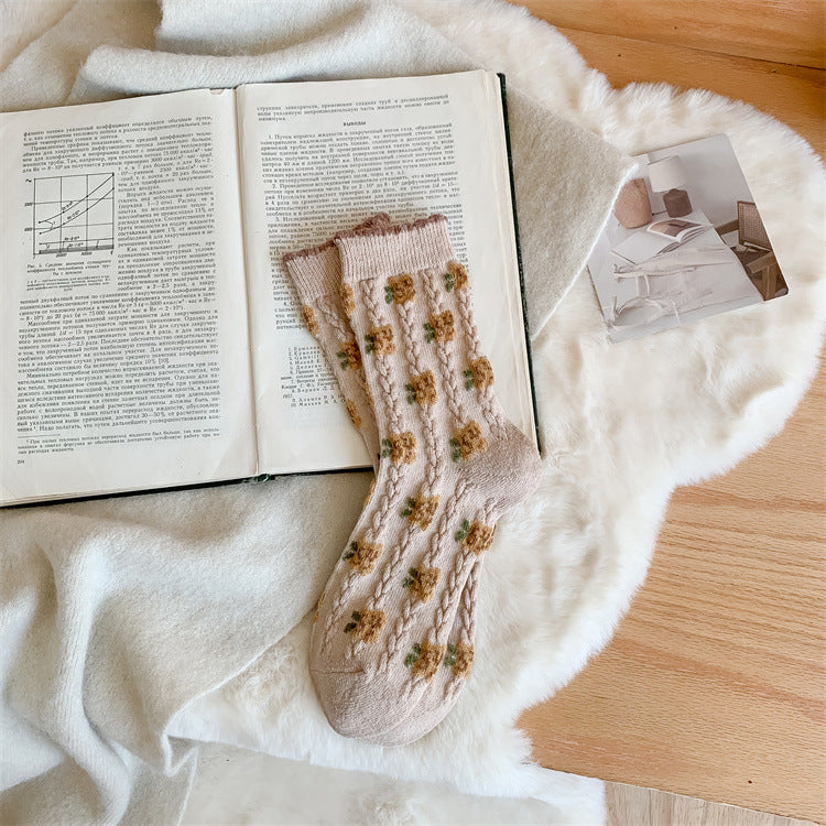 Women's Winter Thick Wool Socks Yellow Series Cashmere Bunching S