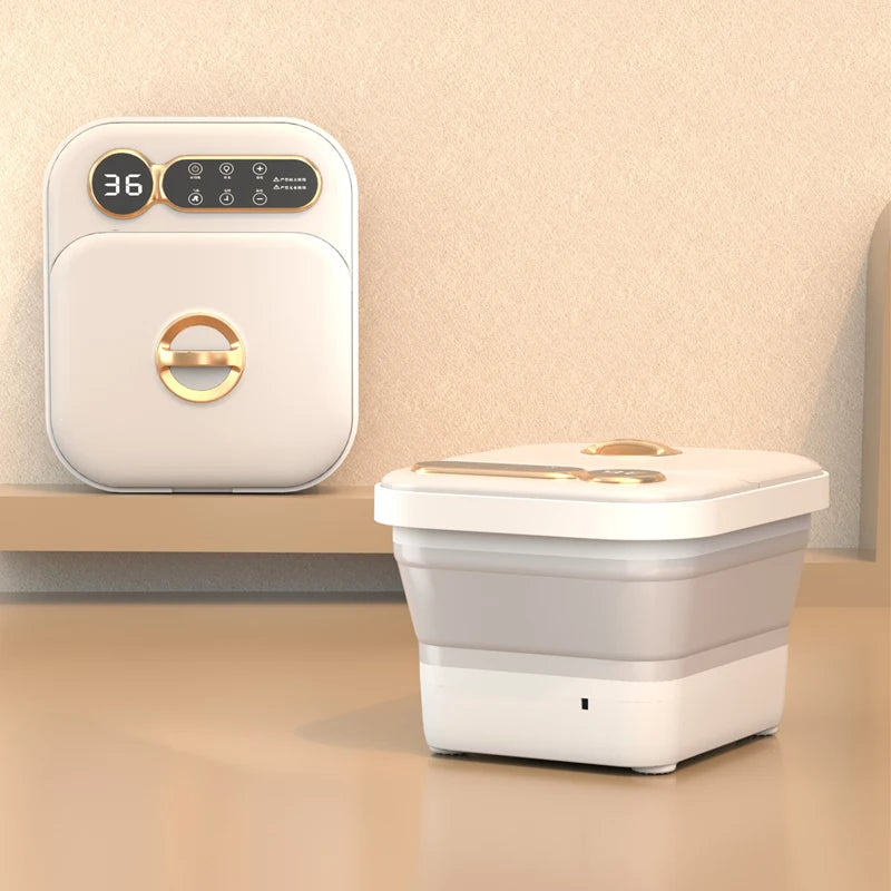 Electric Foot Spa Bath Massager with Touch Screen Controller Warm Heated Automatic Roller Foot Wash Fatigue Relief Foldable Gift