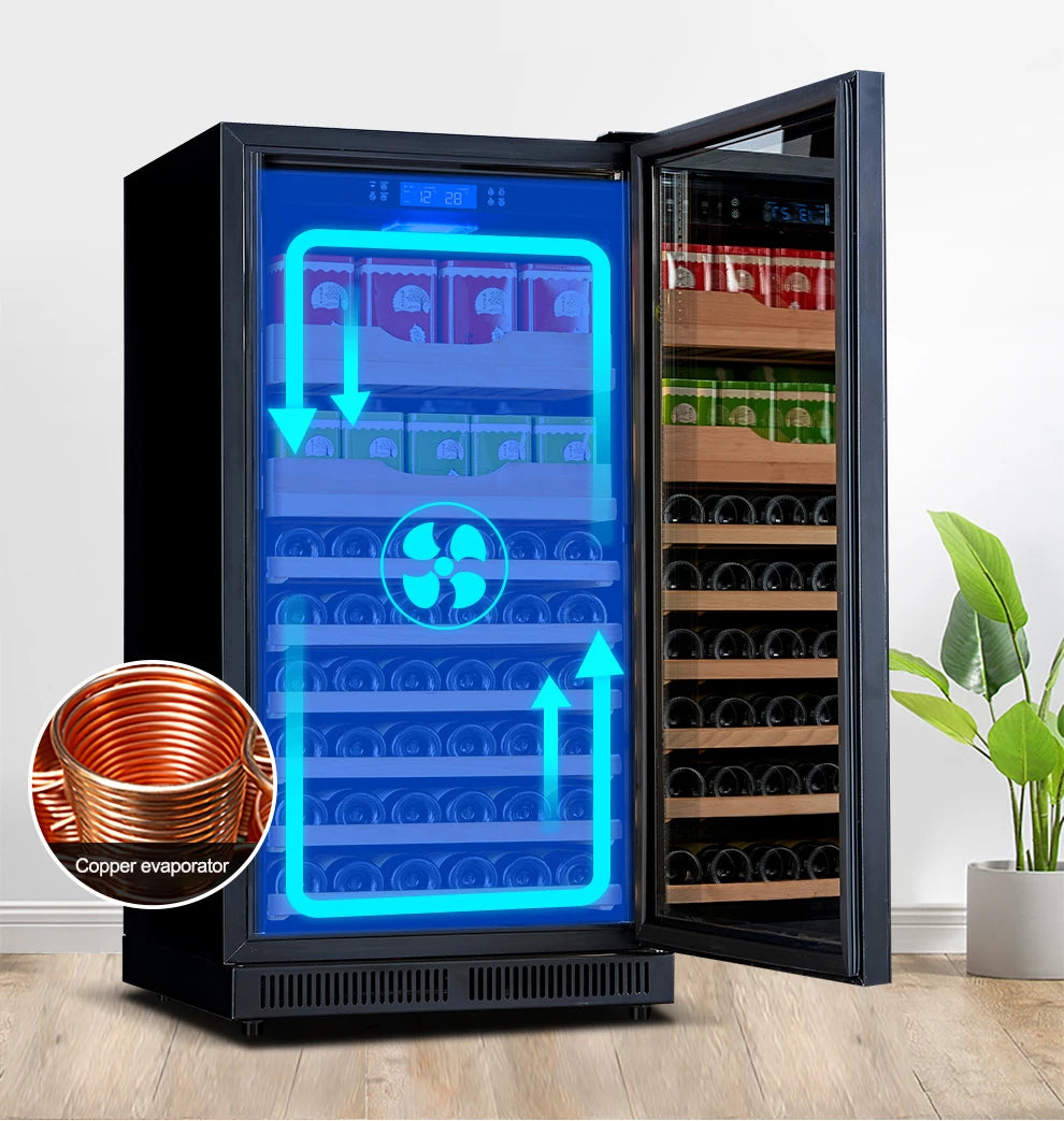 80 Bottle Wine Furniture Quiet Constant Temperature Energy Efficient Fridge with Wine Cooler for Home Office Living Room