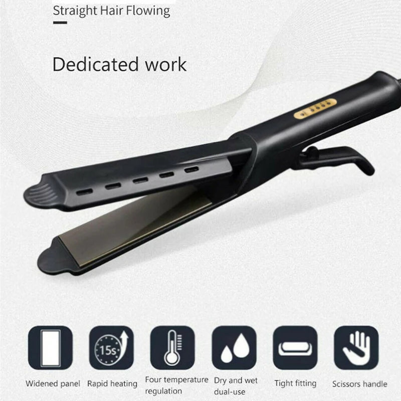Hair Straightener Ceramic Tourmaline Ionic Flat Iron Hair Straightener Widen Panel For Women