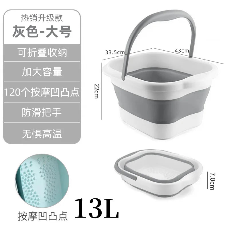 Portable Foot Soaking Tub 2026 - Deep Foldable Design for Home Massage, Knee & Foot Bath Bucket, Compact Plastic Basin