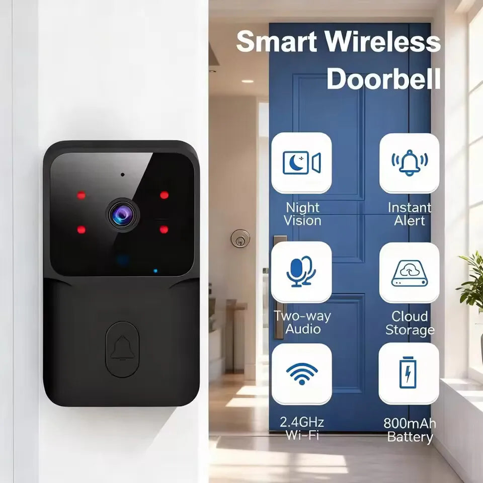 Smart WiFi Video Doorbell Wireless Door Bell Camera 1080P HD Night Vision Two Way Audio Motion Detection Remote Phone Security