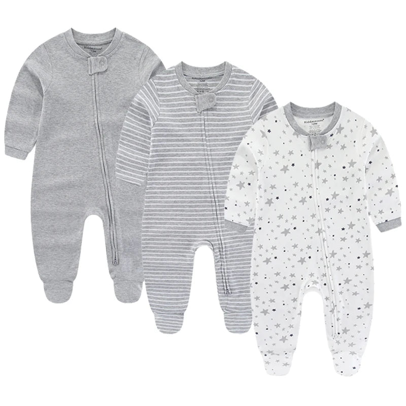 3PCS Newborn Cotton Baby Girl Clothes Cartoon Baby Boy Clothes Sets Autumn Long Sleeve Jumpsuits Spring Zipper Bebes
