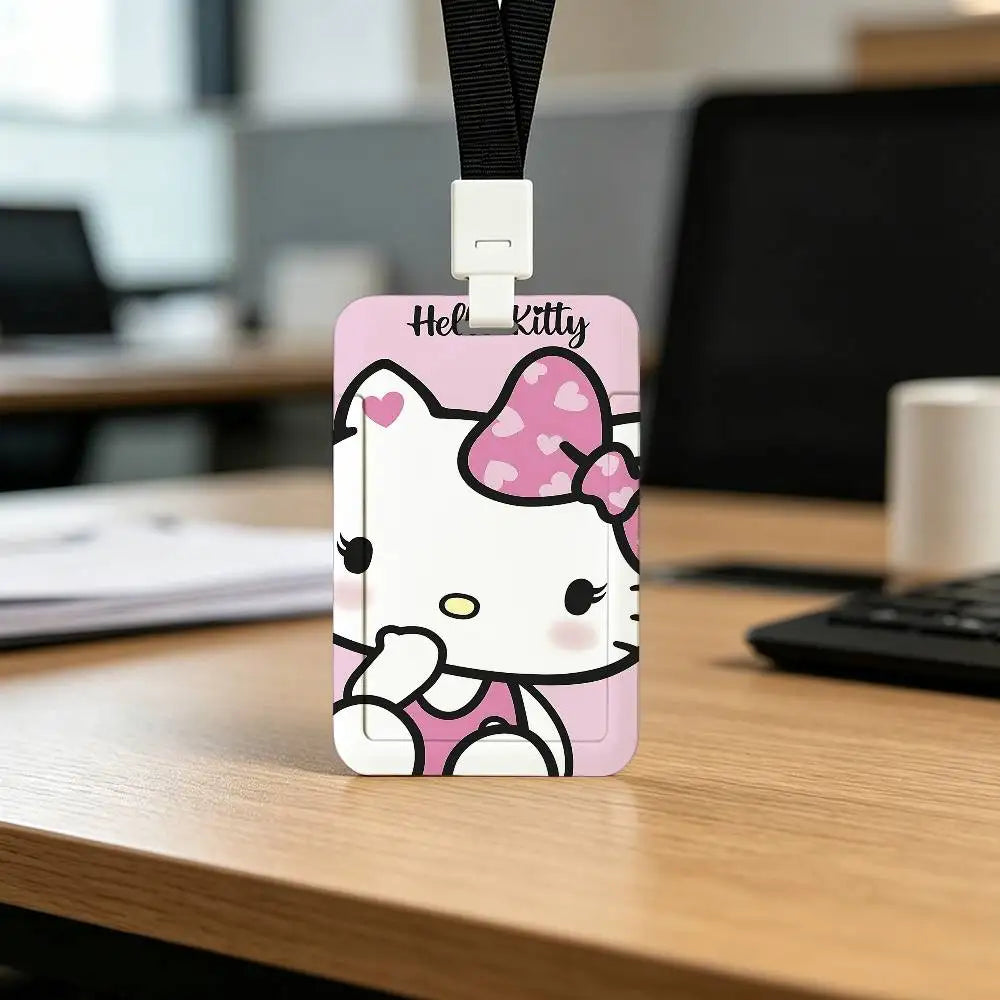 Cute Cat H-Hello K-Kitty NFC Contactless Sliding Card Sleeve For Student Cards, Bus Cards, ID Cards, And Work Permits