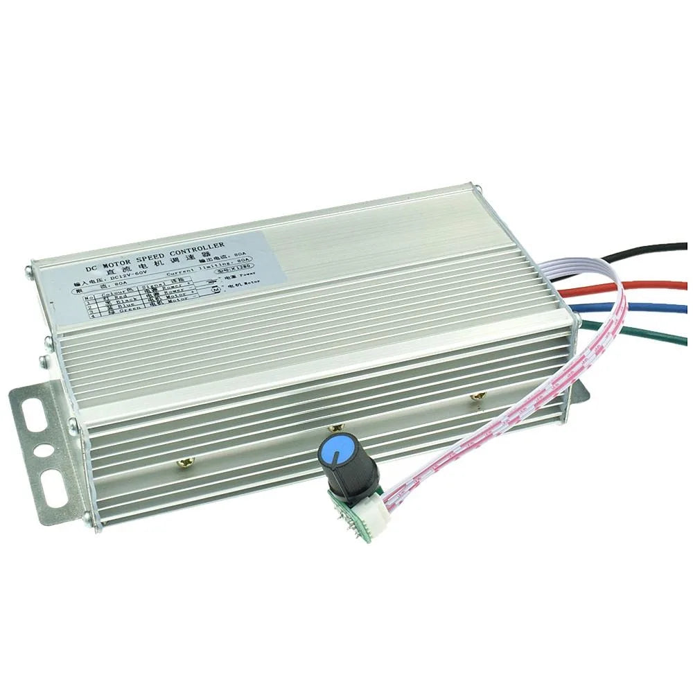 DC12-60V Motor Speed Controller 80A 0-100% Speed Range PWM Motor Governor Brush Motor Regulating Controller with Potentiometer