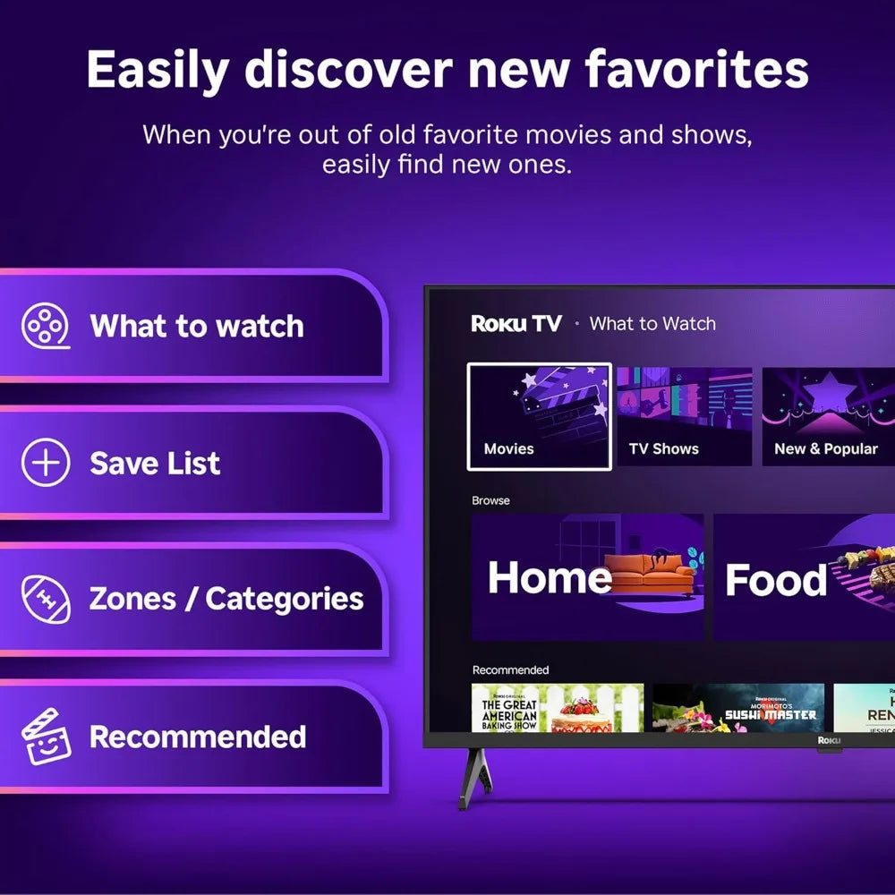 Roku Smart TV 2025 – 24-Inch Select Series, 720p HD TV – Roku TV with Voice Remote