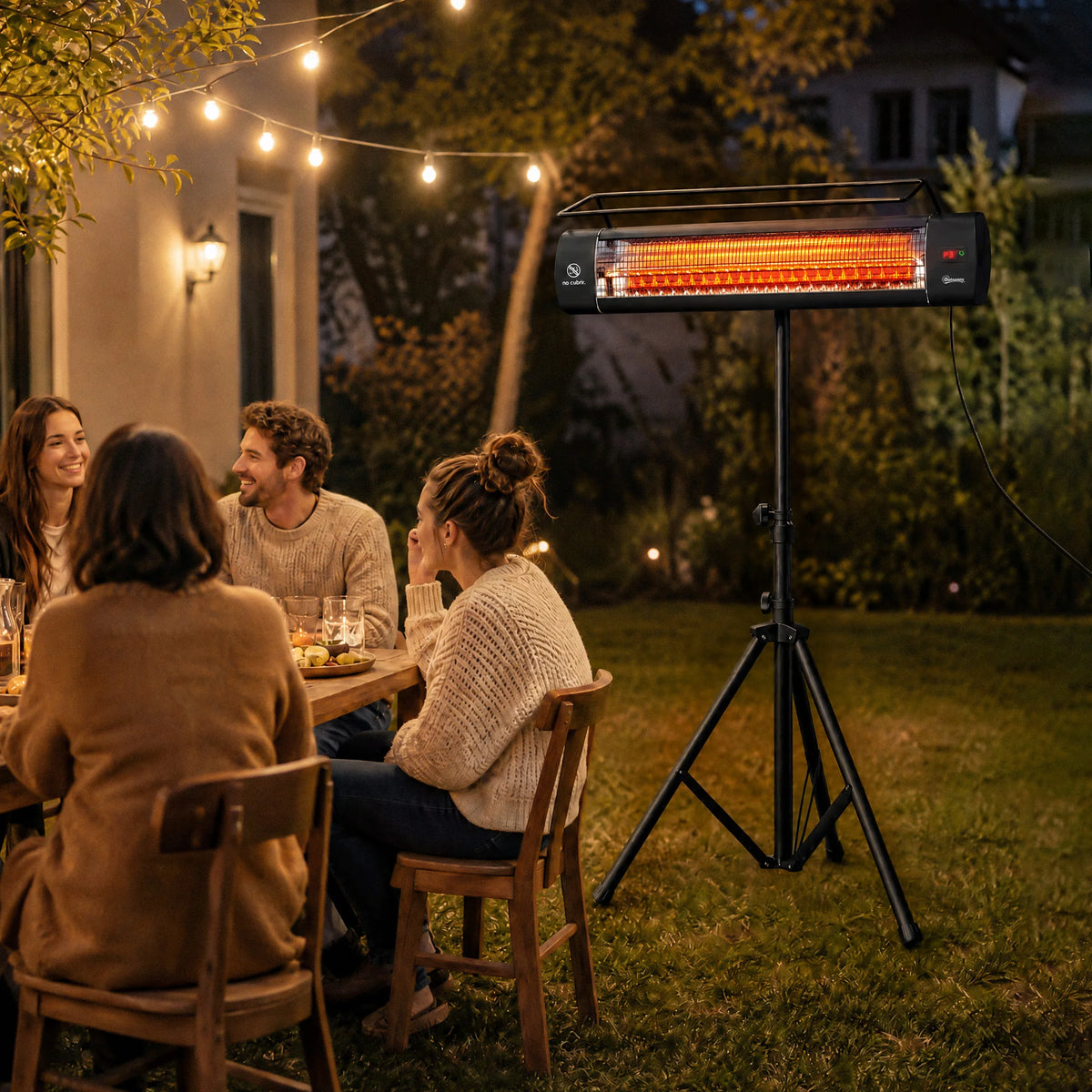 Electric Patio Heater, 1500W IP65 Outdoor Infrared Heater, Black