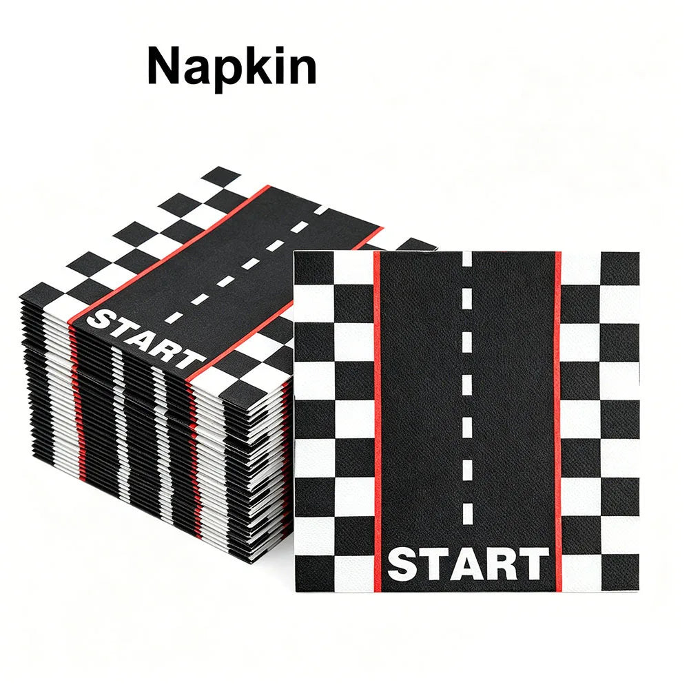 20/100Pcs Racing Car Birthday Party Supplies 7''and 9'' Paper Plates Dessert Cake Plates Napkins Racing Theme Birthday Decoratio