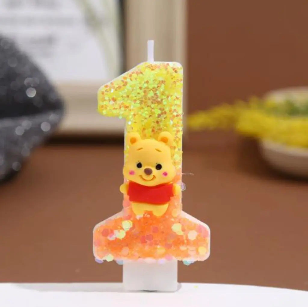 Anime 0-9 Number Candle Cute Winnie the Pooh Candle Cartoon Character Children Party Cake Plug-in Birthday Cake Decoration Gifts