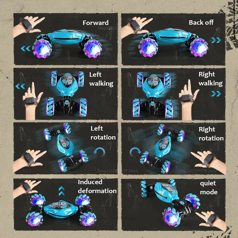 New 4WD RC Drift Car 360° Rotation Music LED Lights Gesture Remote Control Stunt Cars Climbing Off-Road Toys For Kids Teens Gift