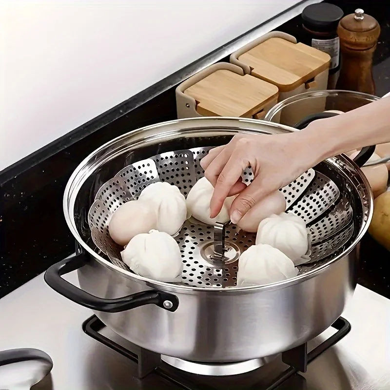 Stainless Steel Steamer Basket - Expandable 6-10.5" Foldable for Pots | Healthy Veggie Steamer Rack, Durable & Easy Clean