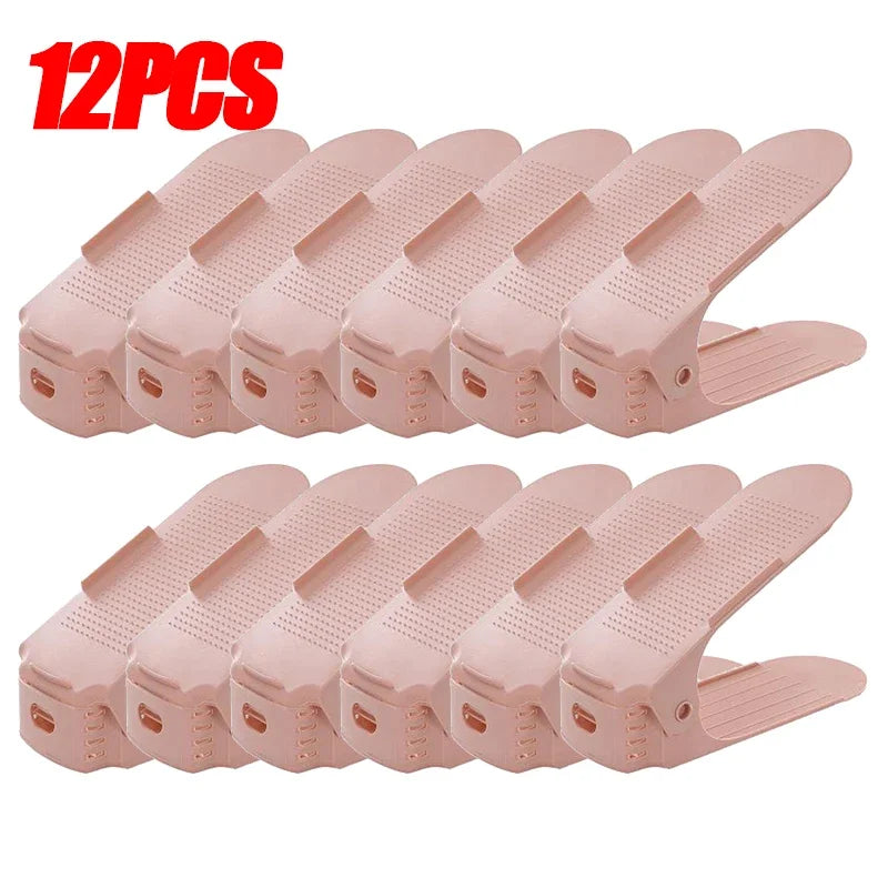 1/12PCS Adjustable Shoe Stacker Shoe Slots Organizer Space Saver Double Deck Rack Holder for Closet Organization