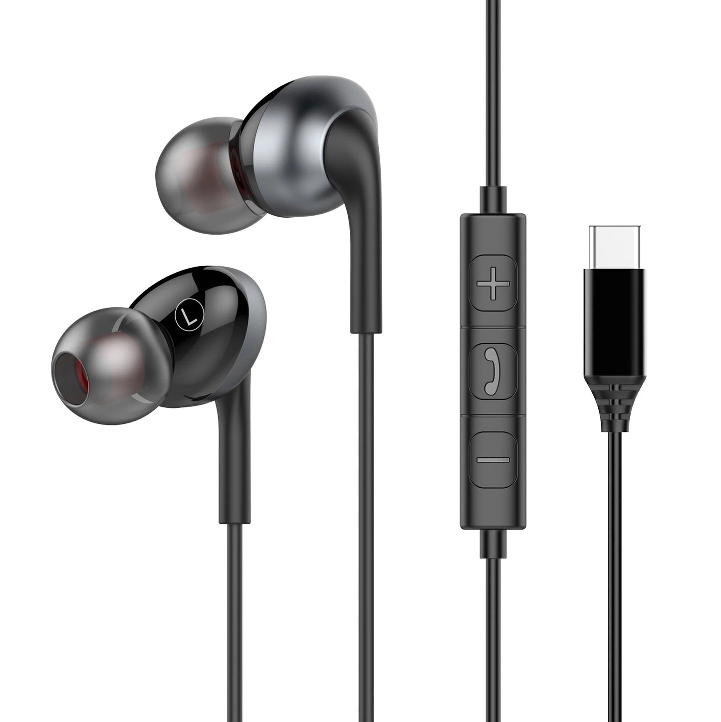 USB Type C in Ear Headphones HiFi Stereo Earphones With HD Mic Wired Earbuds For Samsung Galaxy S25 S24 S23 Wire Control Headset