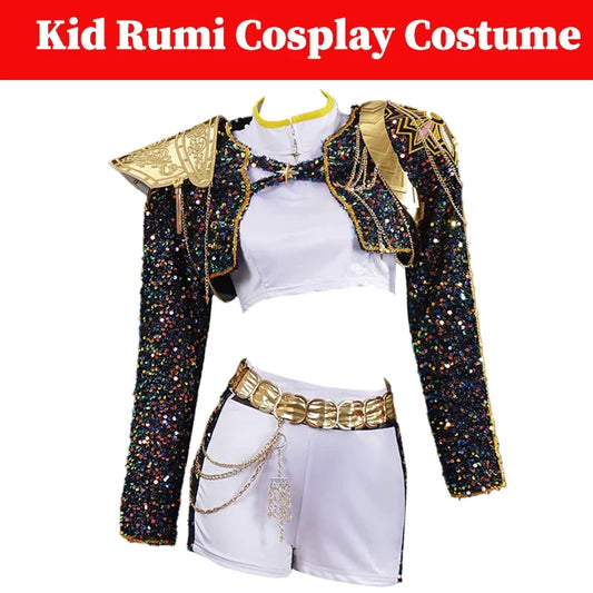Kid Girls Cosplay Kids Black Gloden Costume Chid Disguise Performance Roleplay Uniform Halloween