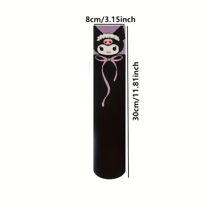 4 Pairs of High-Quality Cartoon Anime Character Pattern Women's Straight Socks Comfortable Soft and Casual Women's Socks