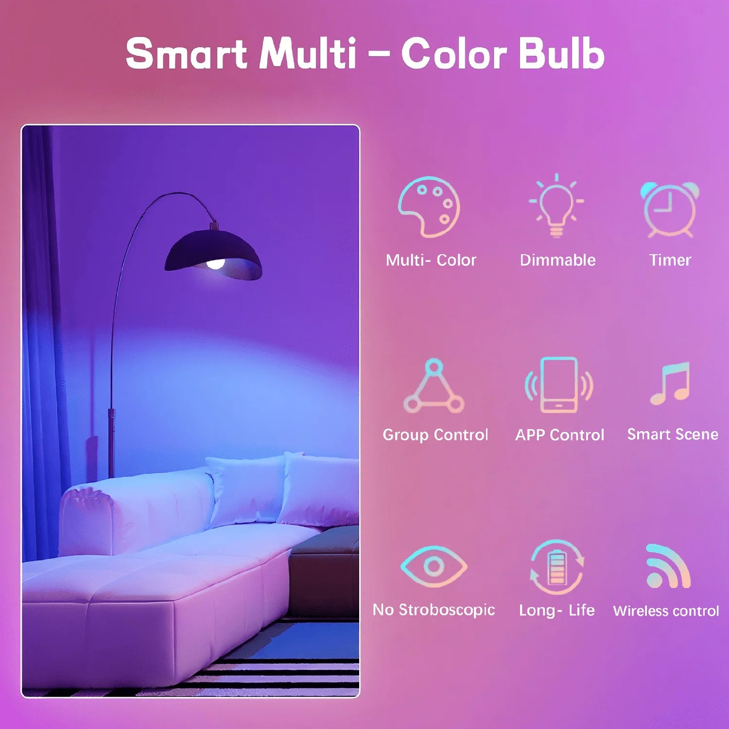 4pcs, Smart Bulbs, Smart Light Bulbs RGBCW LED Color Changing BuIbs Smart Home Devices With Dimmable Music Sync, Led Lights For Bedroom Wireless Light Bulbs With App Control, Suitable For Scenarios Such As Bedrooms And Living