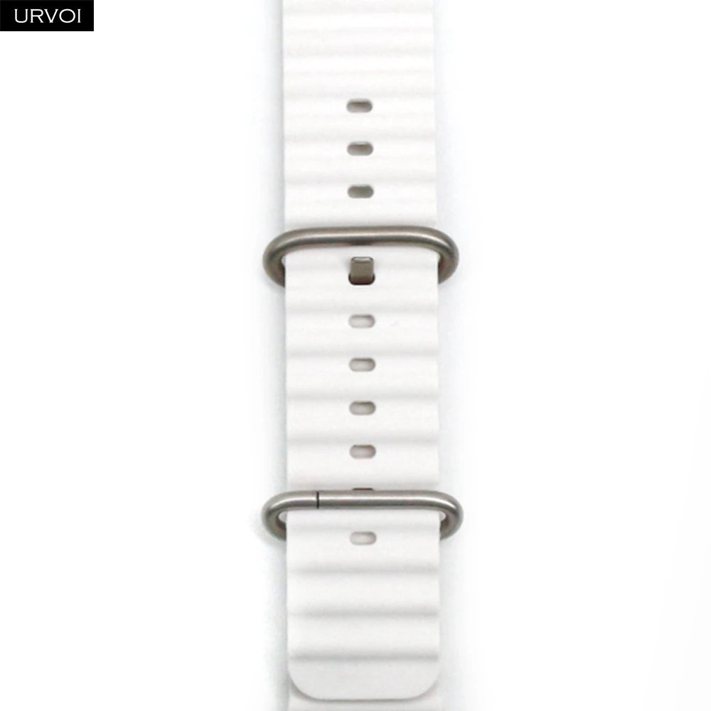 URVOI Ocean Band for Apple Watch Ultra 4 3 2 Strap Series 12 11 10 SE Sport Band for iWatch Silicone Wristband Black Buckle 49mm