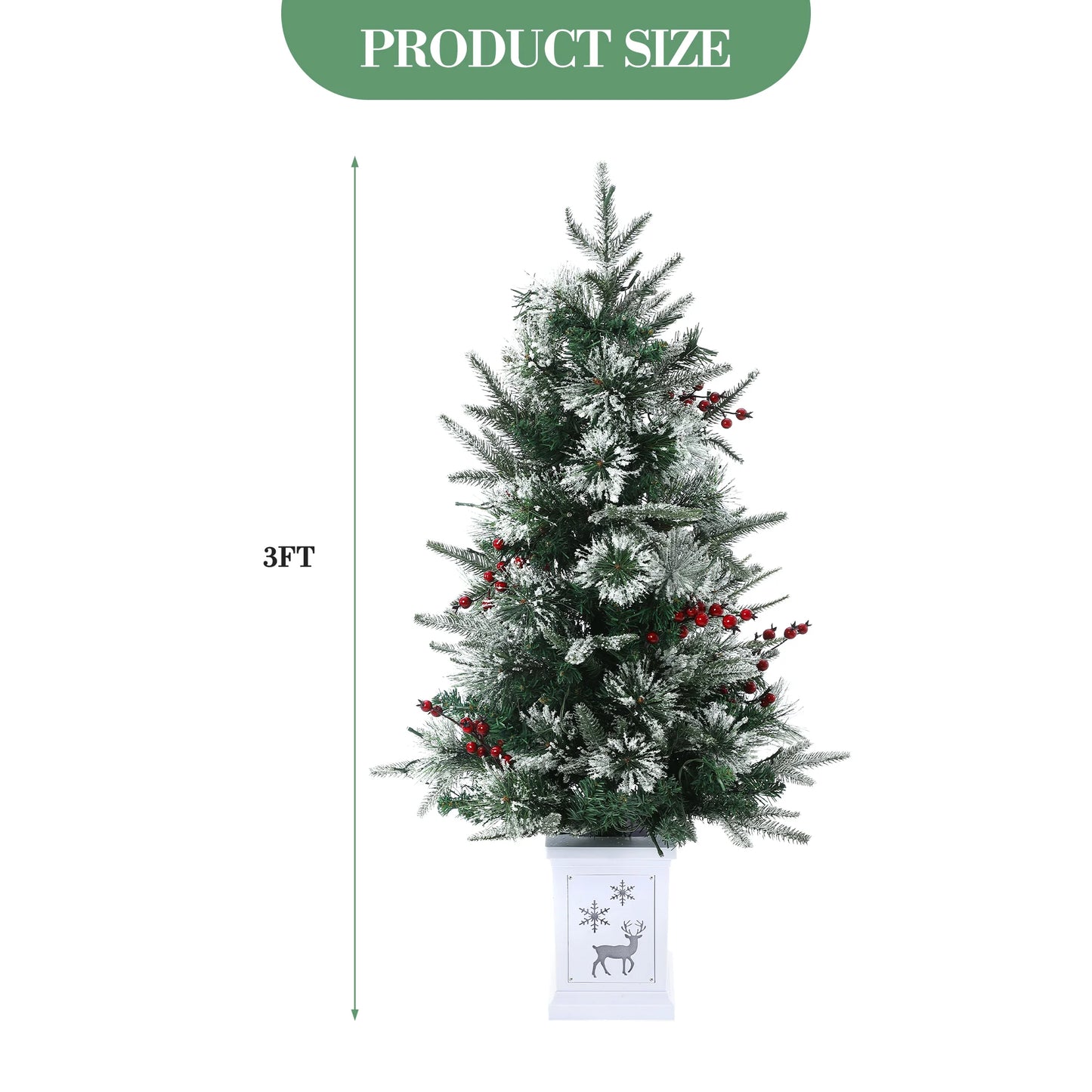 3FT Prelit Artificial Christmas Tree with Lights 3 Foot Artificial Christmas Tree with Snowflake Base 78 LED Prelit Christmas Tree Battery Operated Timer Easy Assembly Winter Holiday Decor