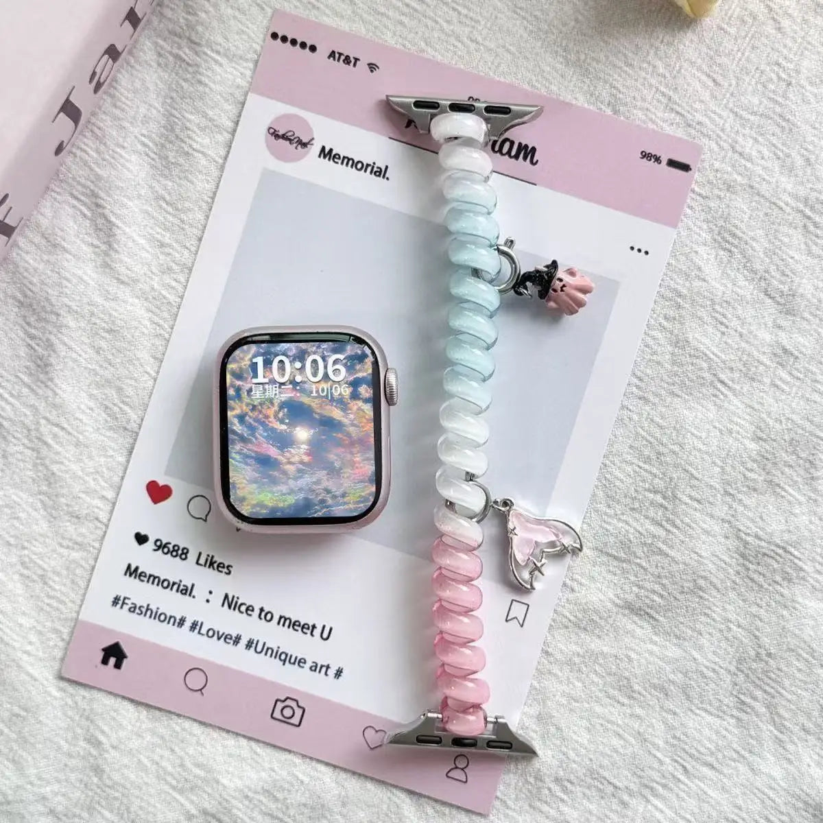 Strap for Apple Watch Bands Ultra2 3 49mm 40mm 41mm 44mm 46mm Stretchable Cute Scrunchie Brecelet iWatch Seires 10 9 8 7 5 SE 11