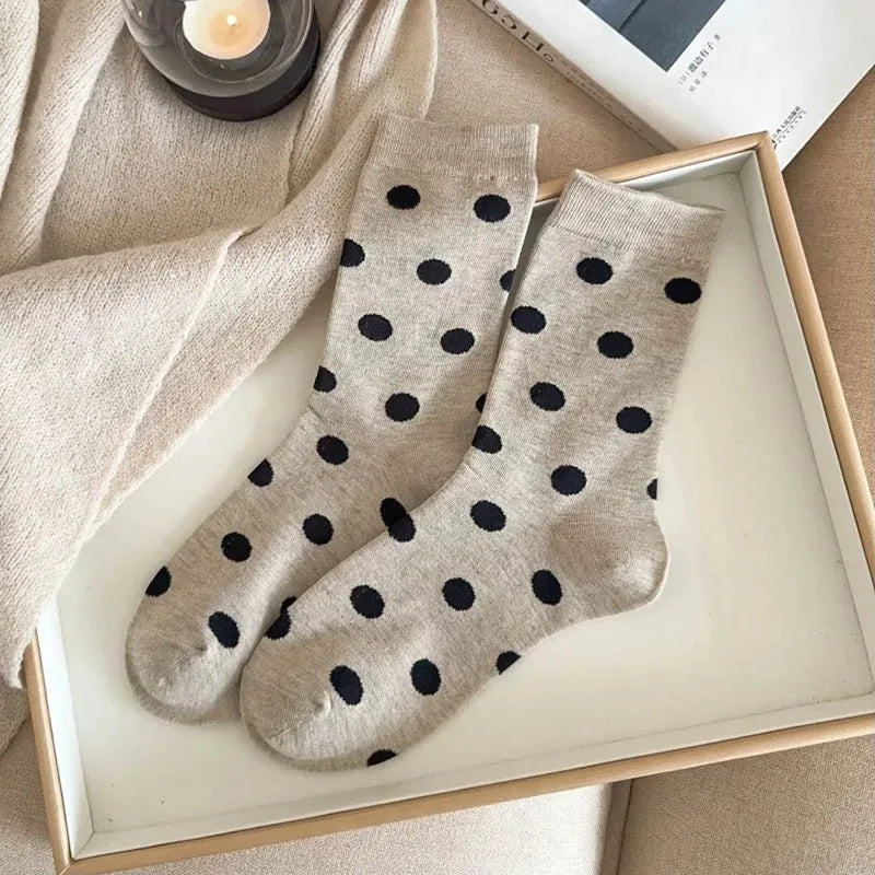 Cute Socks Women Kawaii Winter Socken Dots Printed Japanese Style College Long Crew Socks Free Shiping Harajuku Calcetines Mujer