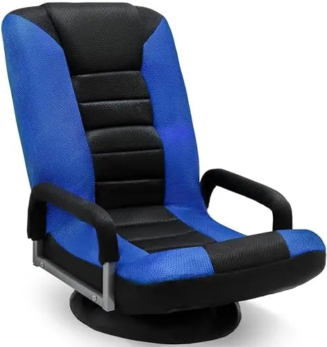 Swivel Floor Gaming Chair - Video Lounger Enjoy 6 Different Positions, Adjustable Backrest, Removable Arm Rests, Folds